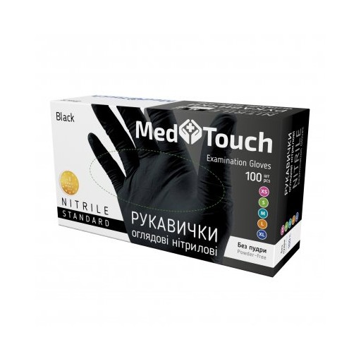 MedTouch рукавички нітрилові текстуровані, чорні, 100шт/уп, L   660439