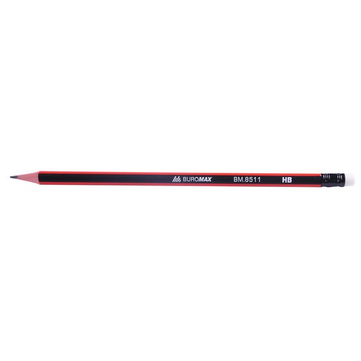 Олівець графітний BUROMAX ORANGE LINE НВ, з гумкою,трикутний, з помар. смужкою,