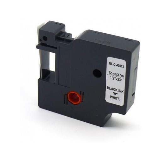 Стрічка для принтерів етикеток RL-D-45013P-BK/WT DYMO S0720530 12 мм х 7 м Чорний/Білий