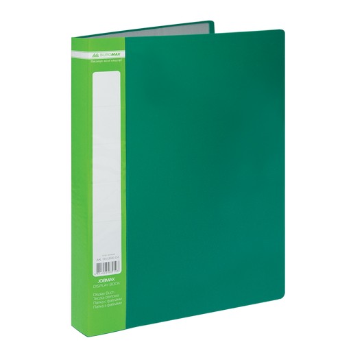 Папка пластикова з 60 файлами А4 JOBMAX. зелений