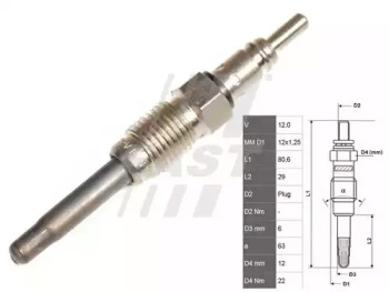 Свічка розжарювання FIAT Doblo 00-09. Punto 03-10. Bravo 95-01. Multipla 03-10. ALFA ROMEO 156 97-07. 166 98-07. 147 00-10. 145 96-01. LANCI