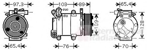 Фото 1. Компресор кондиціонера FORD C-MAX - VOLVO S40 07 12 (Van Wezel)