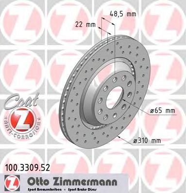 Фото 1. Гальмiвний диск зад AUDI A3-VW GOLF V-PASS Coat Z