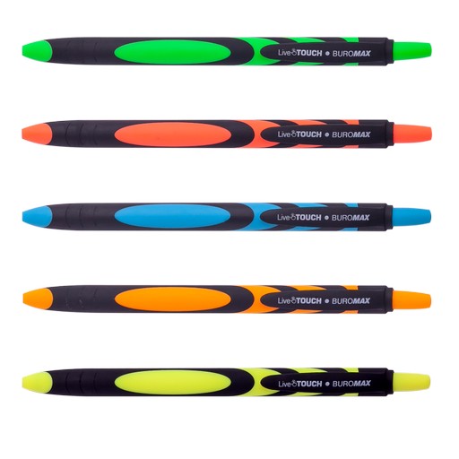 Ручка масляна автоматична LIVE TOUCH, 0,7 мм, пласт.корпус RUBBER TOUCH, сині чорнила