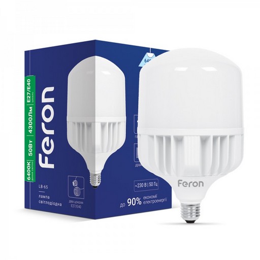 Лампа світлодіод, Feron, LB-65, 50W, 6400K, E40-E27,