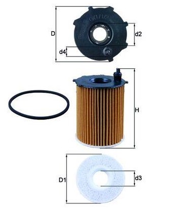 Фото 1. Фільтр масляний двигуна FORD FOCUS 04-. CITROEN C4 04-. PEUGEOT PARTNER 06- (вир-во KNECHT-MAHLE)