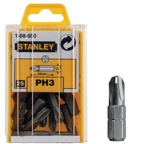 Біта з шестигранником 1-4 під шліц Ph3 довжиною 25 мм STANLEY 1-68-950