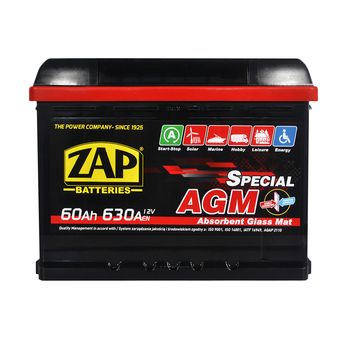 Акумулятор ZAP AGM 60Ah 630A R+ (L2) (560 02)