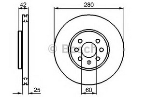 Фото 1. Диск гальмівний OPEL ASTRA F. H передн. вент. (вир-во Bosch)