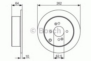 Фото 1. Диск гальмівний HYUNDAI ACCENT III (MC) 1.4 GL. 1.6 GLS. 1.5 CRDI задн. (вир-во Bosch)