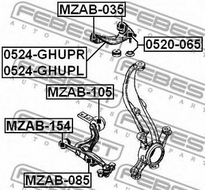 Фото 2. Опора кульова MAZDA 6 02-07 перед. міст із двох сторін (Вир-во FEBEST)