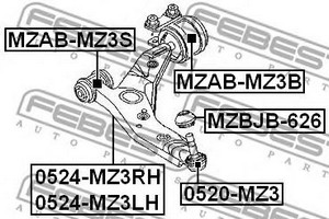 Фото 2. Сайлентблок важеля FORD C-MAX. FOCUS. MAZDA 3.5 03 перед. міст з кронштейном (Вир-во FEBEST)