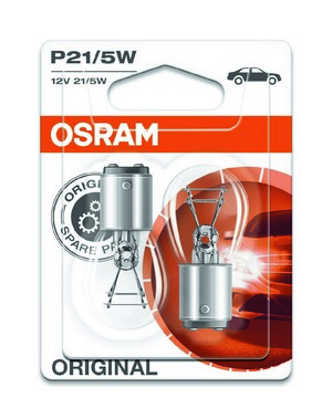 Фото 1. Лампа допоміжн. освітлення P21-5W 12V 21-5W BAY15d (2шт.) blister (вир-во OSRAM)